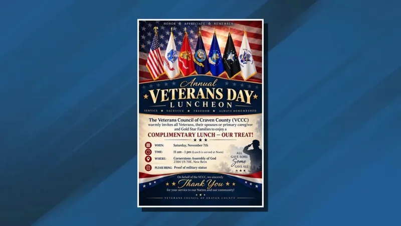 Veterans Council of Craven County to host free Veterans Day luncheon