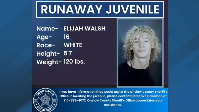 Onslow County Sheriff's Office seeks help locating missing 16-year-old