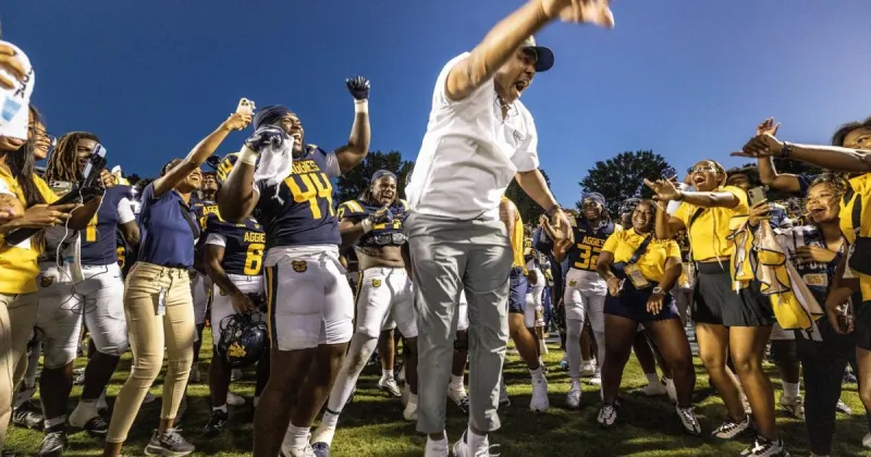 NC A&T football team finds winning rhythm, shocks top 25 Rhode Island