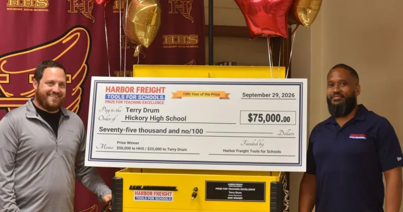 Hickory High School teacher awarded with $75,000 Harbor Freight Tools prize