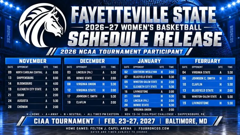 Fayetteville State Women's Basketball Announces 2026--27 Schedule