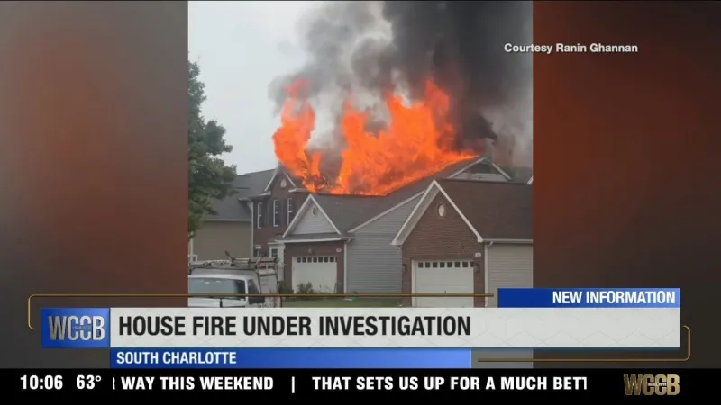 Investigation underway after partial roof collapse during south Charlotte house fire