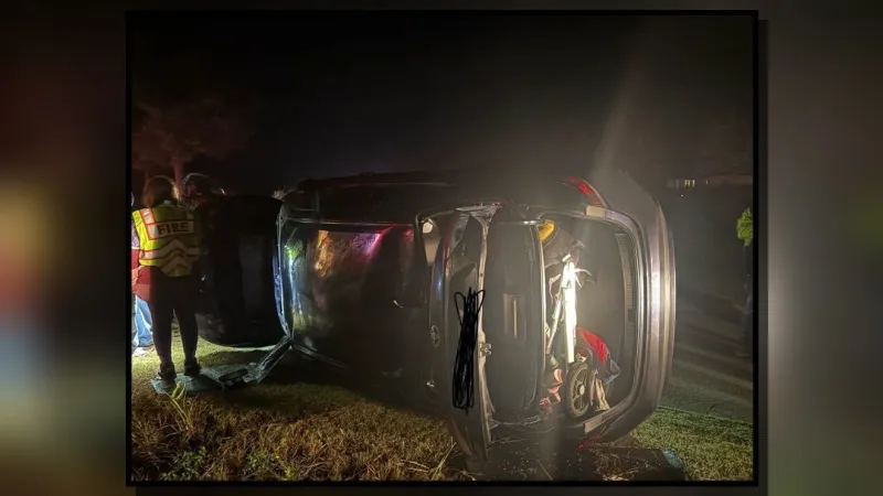 Vehicle lands on side after Greene County crash