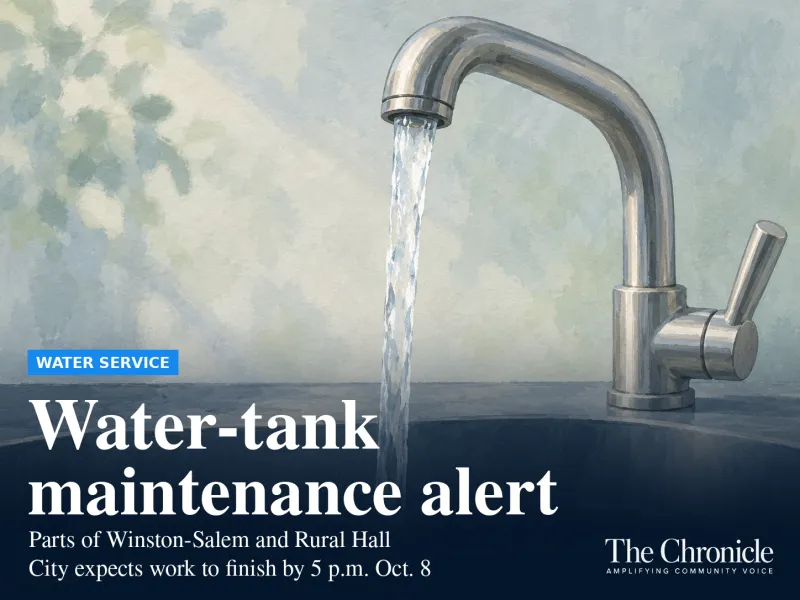 Water-tank maintenance may affect pressure in parts of Winston-Salem, Rural Hall