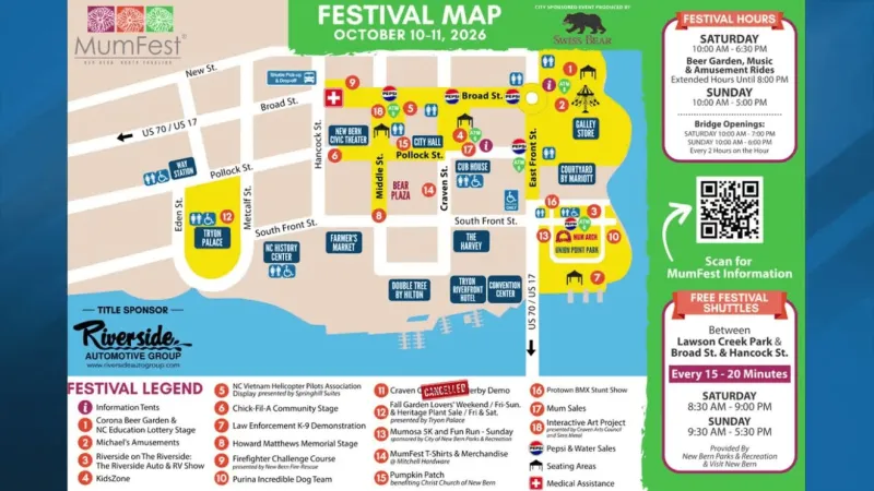 New Bern prepares for MumFest with road closures, music and weekend events