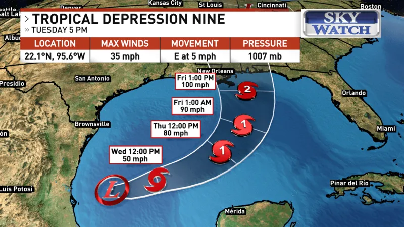 Tropical Depression Nine forms, expected to become Hurricane Isaias by end of week