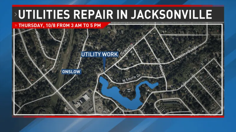 Jacksonville utility work set near North Shore Drive Thursday