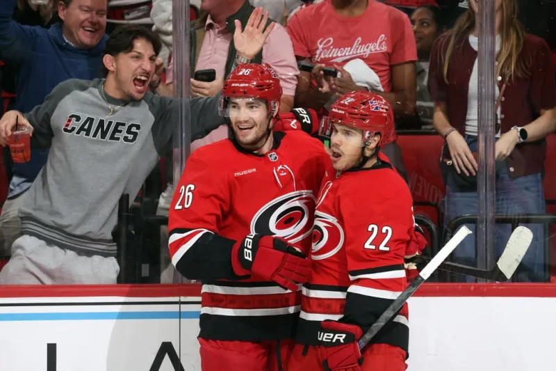 Logan Stankoven's first career hat trick helps Hurricanes beat Canucks 7-2