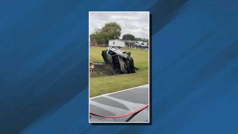 Occupants escape after rollover crash leaves vehicle on fire