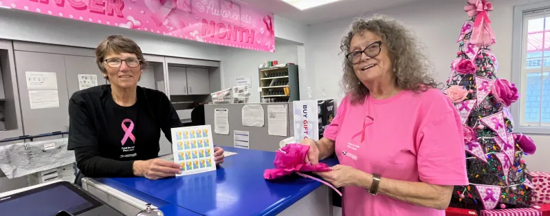 Ocracoke post office is in the pink for Breast Cancer Awareness month