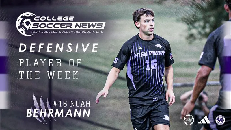 Noah Behrmann Named College Soccer News Defensive Player of the Week