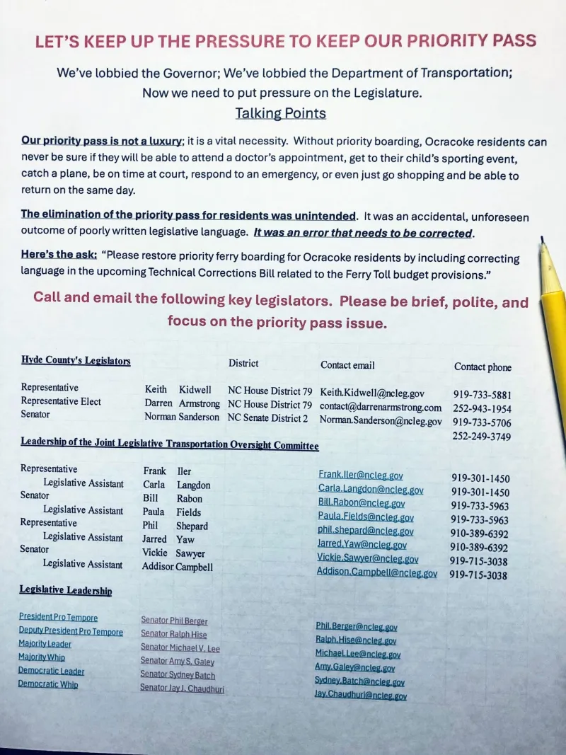 Ocracoke must speak up about ferry priority passes