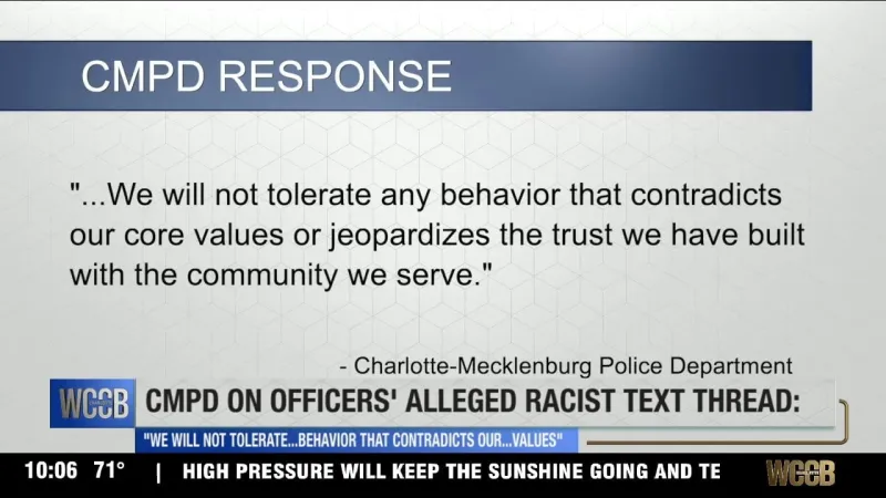 WCCB asks CMPD about allegations of a racist text thread between officers