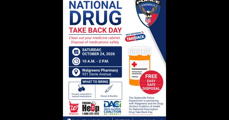 Statesville Police Department to host Prescription Drug Take Back Day