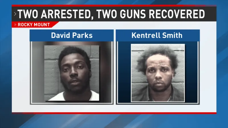Two arrested after guns recovered in Rocky Mount