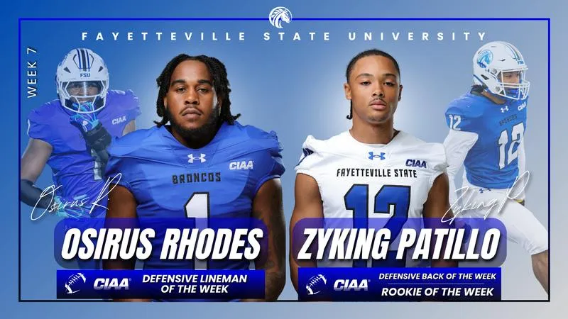 Patillo and Rhodes Earn CIAA Week 7 Football Honors