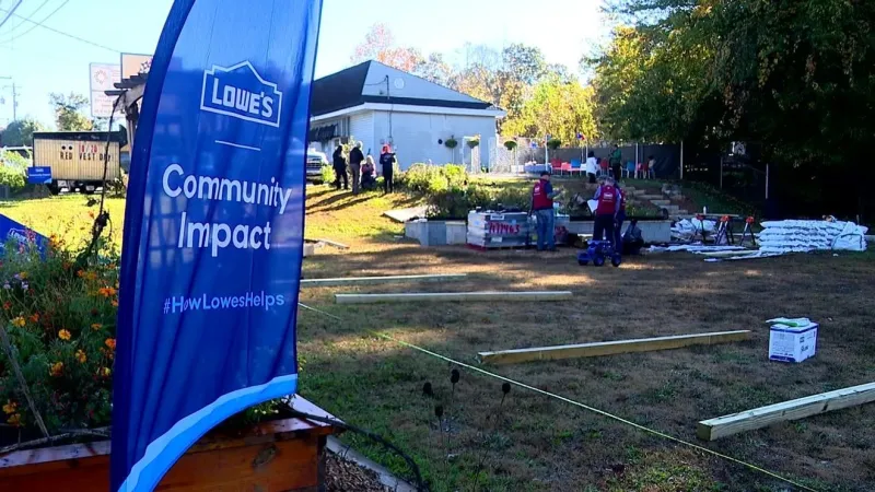 Lowe's volunteers help build community garden for Swannanoa nonprofit