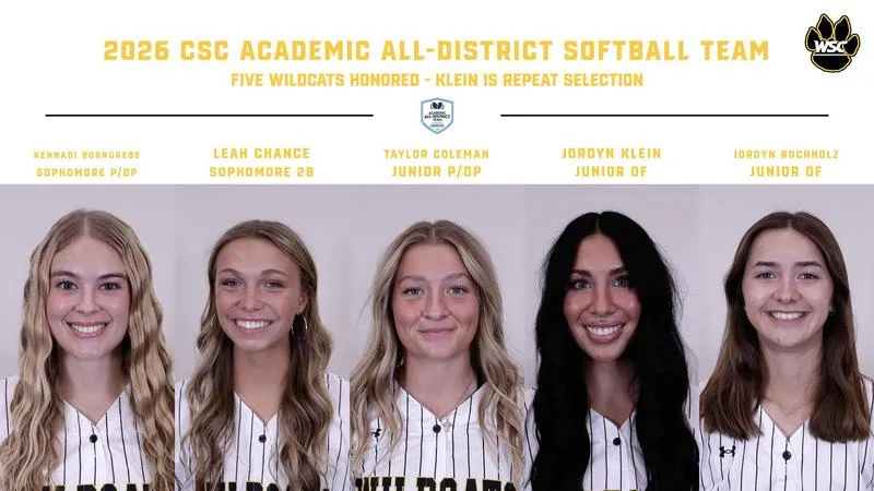 Five Wildcats collect CSC Academic All-District Softball Team honors