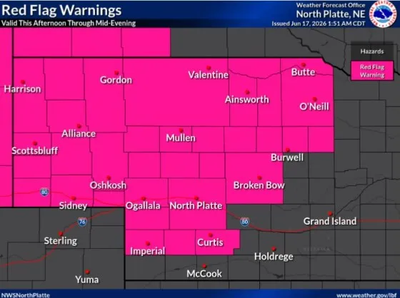Red Flag Warning issued for north central, southwest Nebraska due to high fire danger