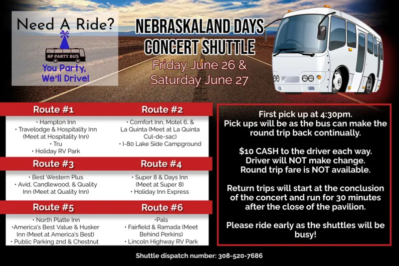 Shuttle buses set for weekend NLD concerts