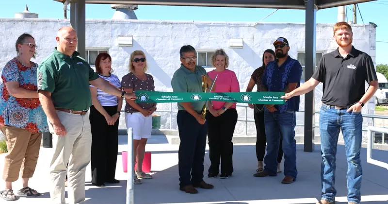 Schuyler cuts ribbon on 12th and B park, now named Warrior Plaza
