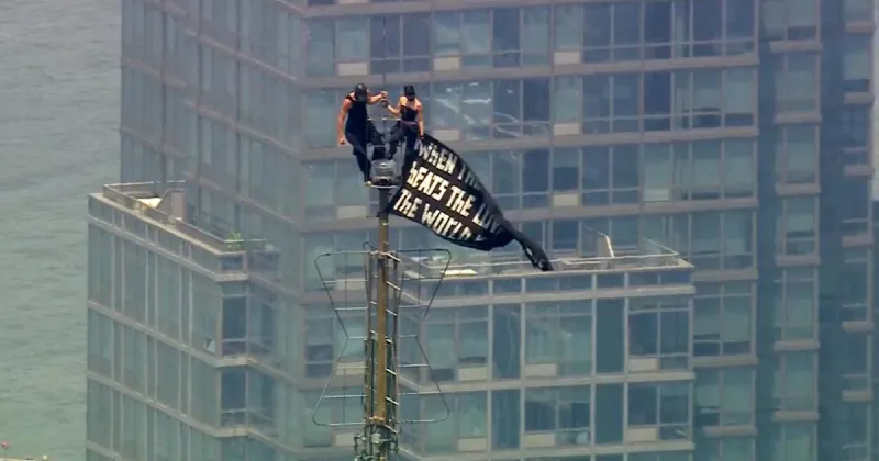 Climber couple arrested after scaling Empire State Building antenna for apparent marriage proposal