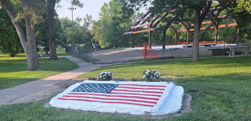 Cody Park ornamental flag gets new coat of paint