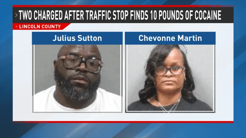 Two charged after 10 pounds of cocaine found in vehicle during traffic stop near Brady