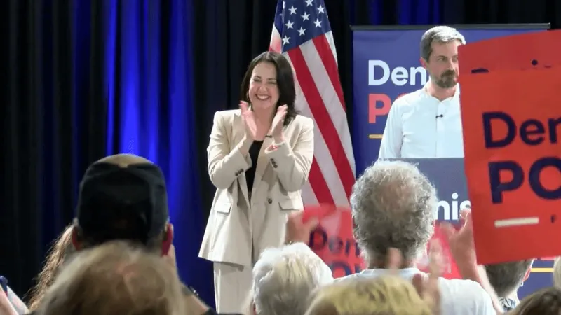 Pete Buttigieg stumps for Denise Powell in Nebraska's 2nd District race