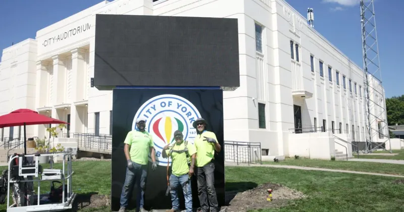 New York City Auditorium marquee installed