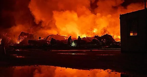 Russian retail giant's warehouse burns after Ukraine's long-range drone attack