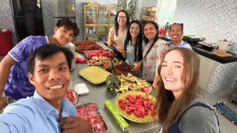 Concordia Nebraska senior Brynn Holtmeier and alumnae Ruth Moon '22 serve others through work with Stronghold Cambodia