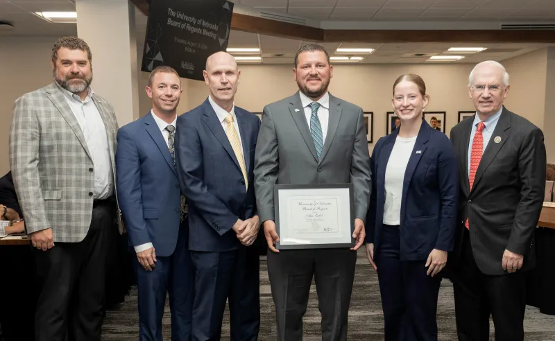 Alex Zabel receives KUDOS award from University of Nebraska Board of Regents