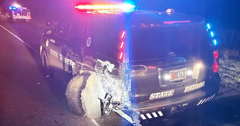 NSP trooper's vehicle struck while assisting in crash on I-80 near North Platte