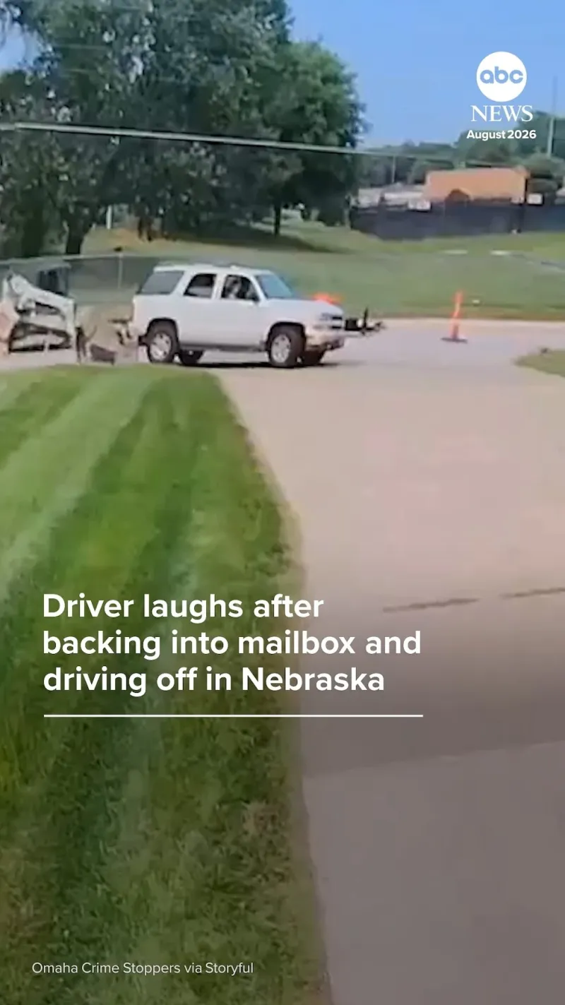 Driver laughs after backing into mailbox and driving off in Nebraska