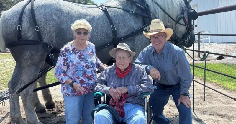 Grand Island man celebrates 99th birthday with horse-drawn wagon ride