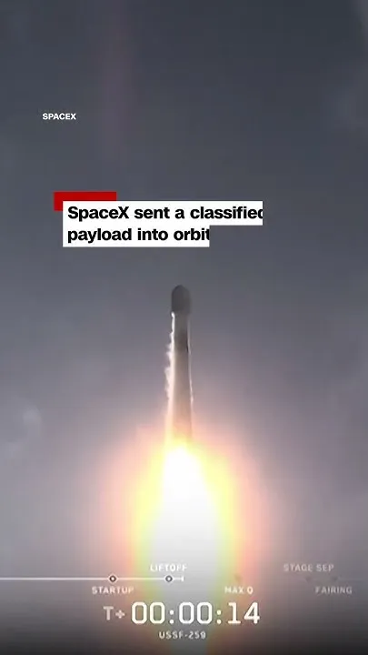 SpaceX Launches Classified US Space Force Mission on Falcon 9 #shorts (Video)