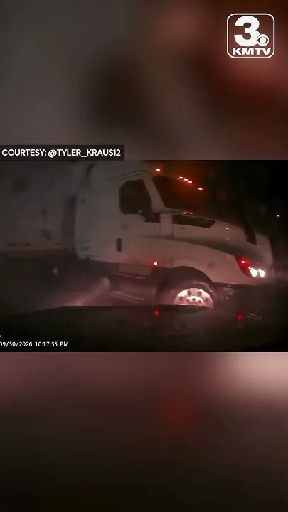 Semi-truck jackknifes on I-80 during historic rain in Omaha (Video)