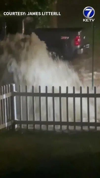 Nebraska flooding: Millard manhole gushing water near 156th and Harrison (Video)