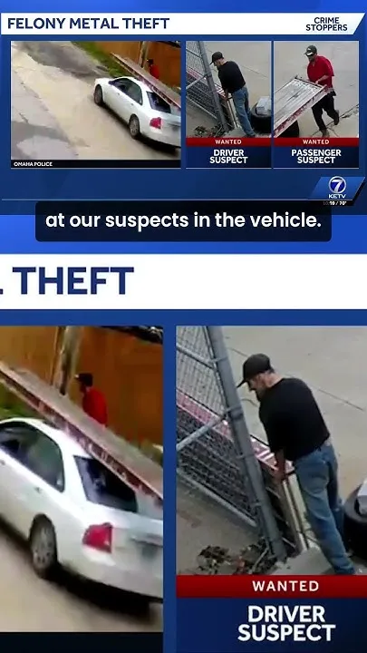 Omaha Crime Stoppers: Thief hangs out of car to steal 25-foot metal plank (Video)