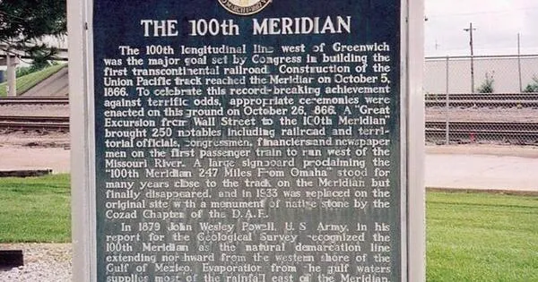 Marker Monday: The 100th meridian railroad marker