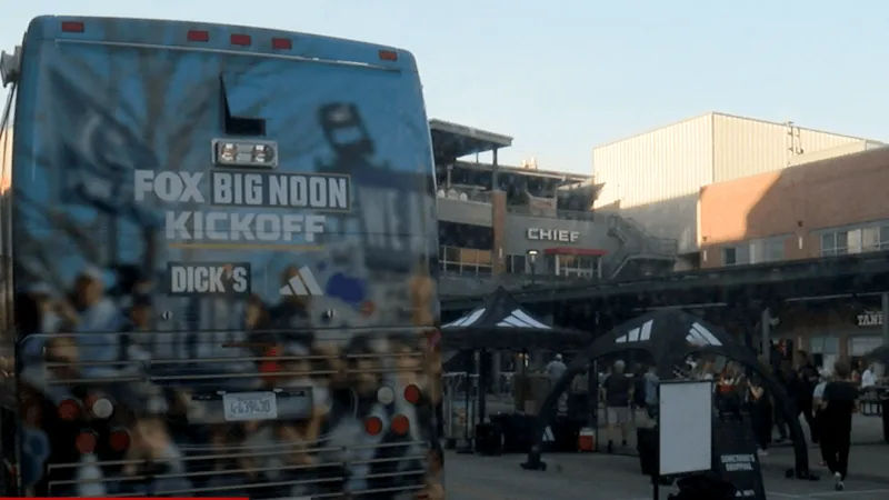 FOX Big Noon Kickoff bus stops at Railyard as Nebraska-Indiana buildup continues