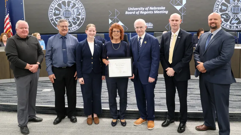 Cindy Zimbelman receives KUDOS award from University of Nebraska Board of Regents