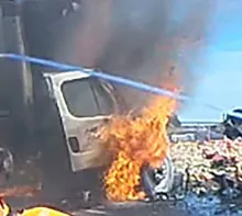 Driver pulled from smoking wreck with seconds to spare