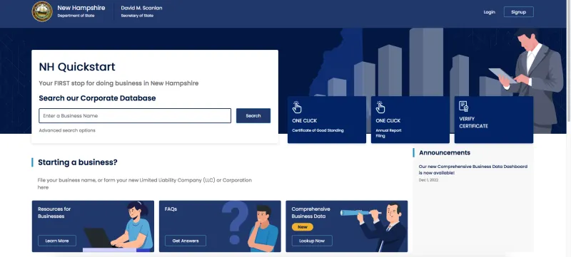NH Secretary of State Unveils New Online Business Dashboard