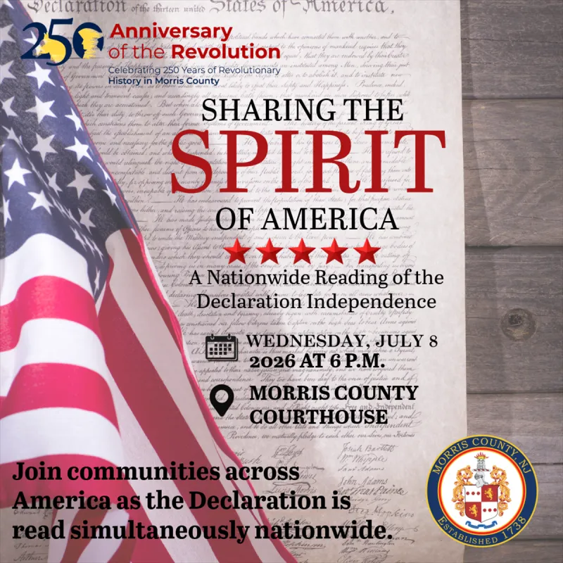 Morris County's Declaration of Independence Reading is July 8