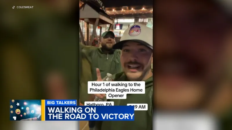 Eagles fans walk 22 miles to the Linc for a good cause