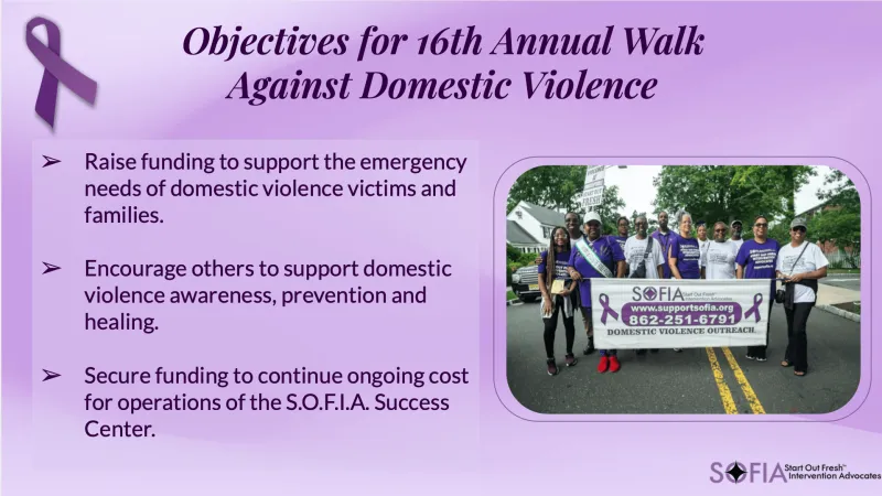 S.O.F.I.A. Hosts 16th Annual Walk Against Domestic Violence, Sept. 19