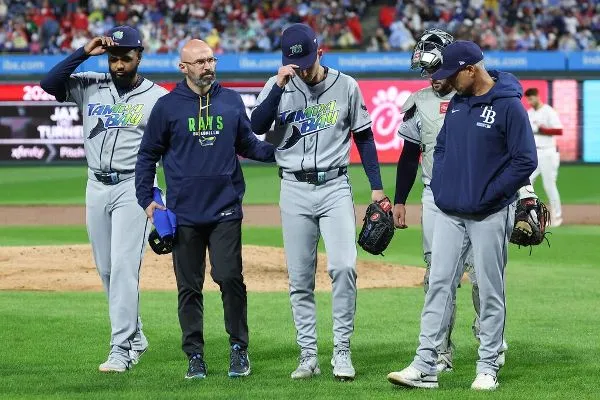 Rays starter Griffin Jax OK after taking line drive off back
