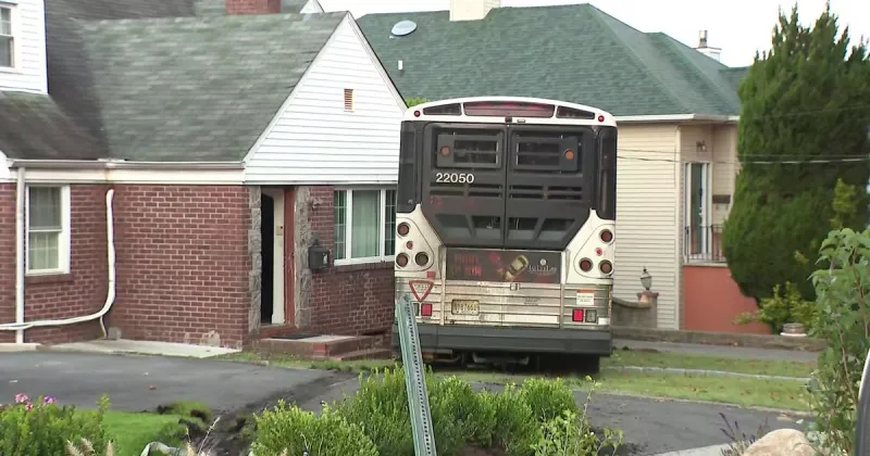 Doorbell video shows NJ Transit bus crashing into Englewood home, 2 parked cars